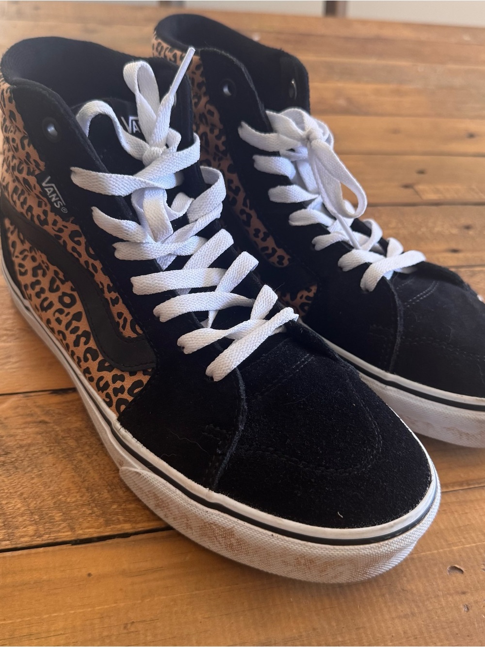 Vans Black & Brown Leopard sk8-hi Sneakers